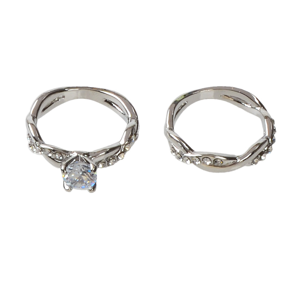 Simulated Diamond Finger Wedding Engagement Ring 2pcs Luxury Women Band