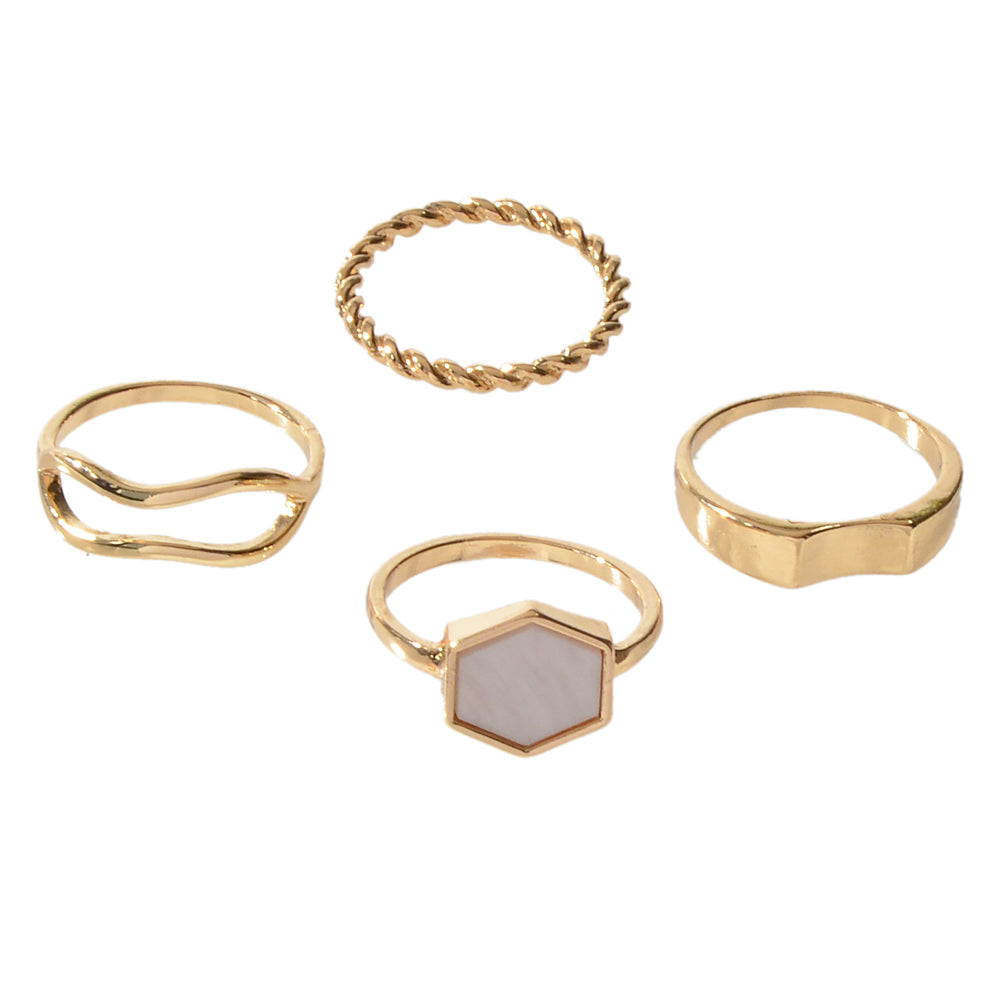 Multiple 4 pcs Square Geometric Gold Metal Knuckle Stackable Midi Rings Set Gift