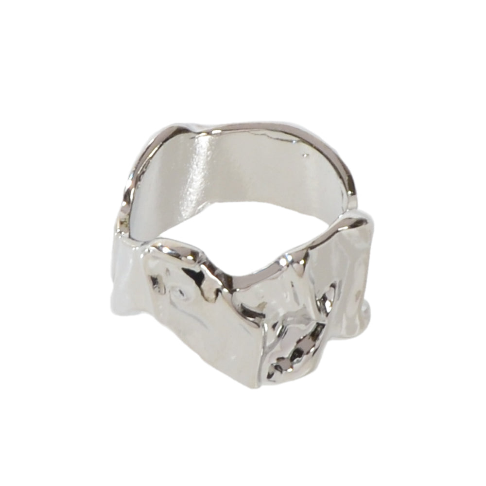 Designer Gold Silver Metal Irregular Geometric Chunky Open Cuff Finger Ring Gift