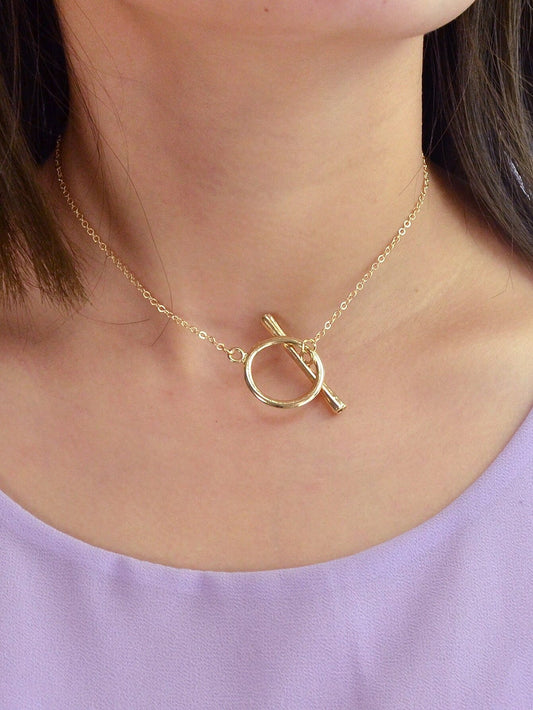 Minimalist Gold Silver Chain Bar Circle 90s Choker Necklace Collar Accessories