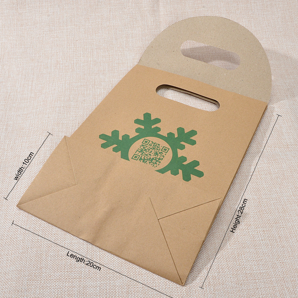 1 pc Merry Christmas Pattern Big Brown Paper Gift Bag Festival Party Favors Bags