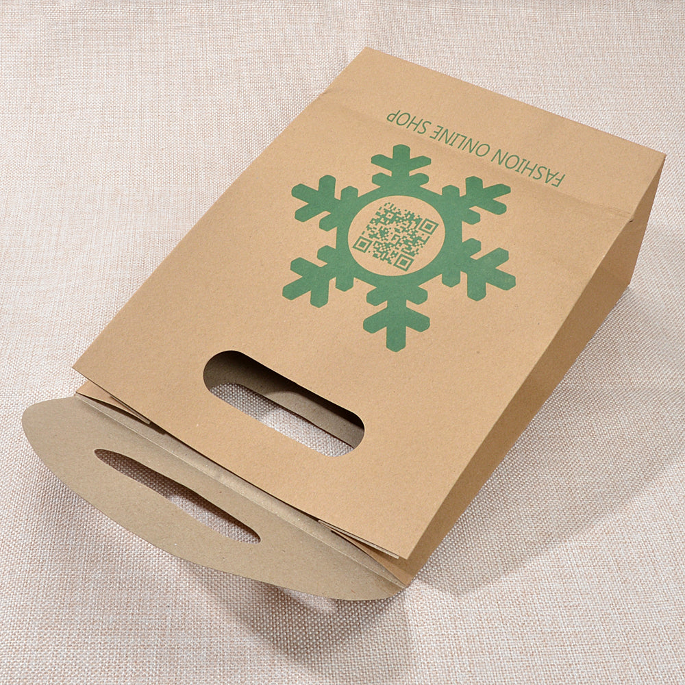1 pc Merry Christmas Pattern Big Brown Paper Gift Bag Festival Party Favors Bags