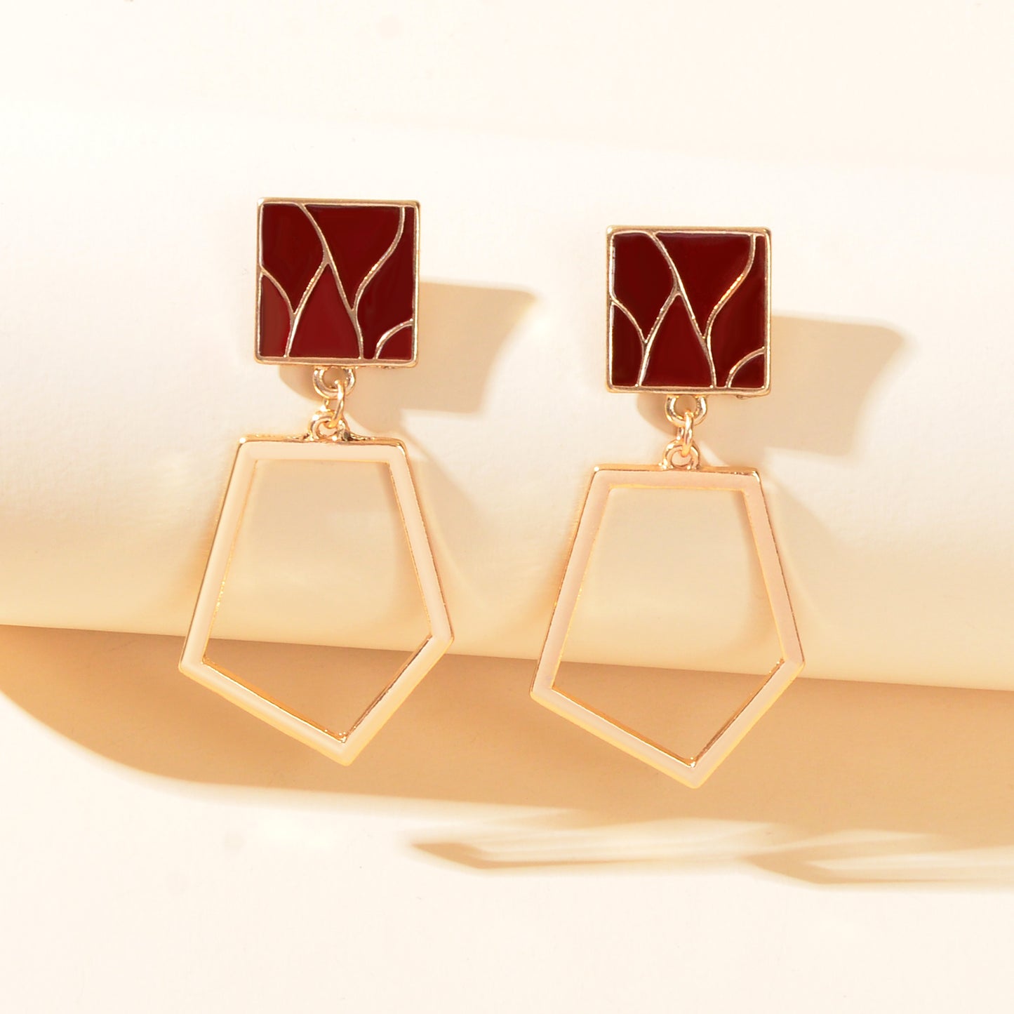 Square Gold Plated Geometric Hypoallergenic Dangle Costume Party Earrings Gift