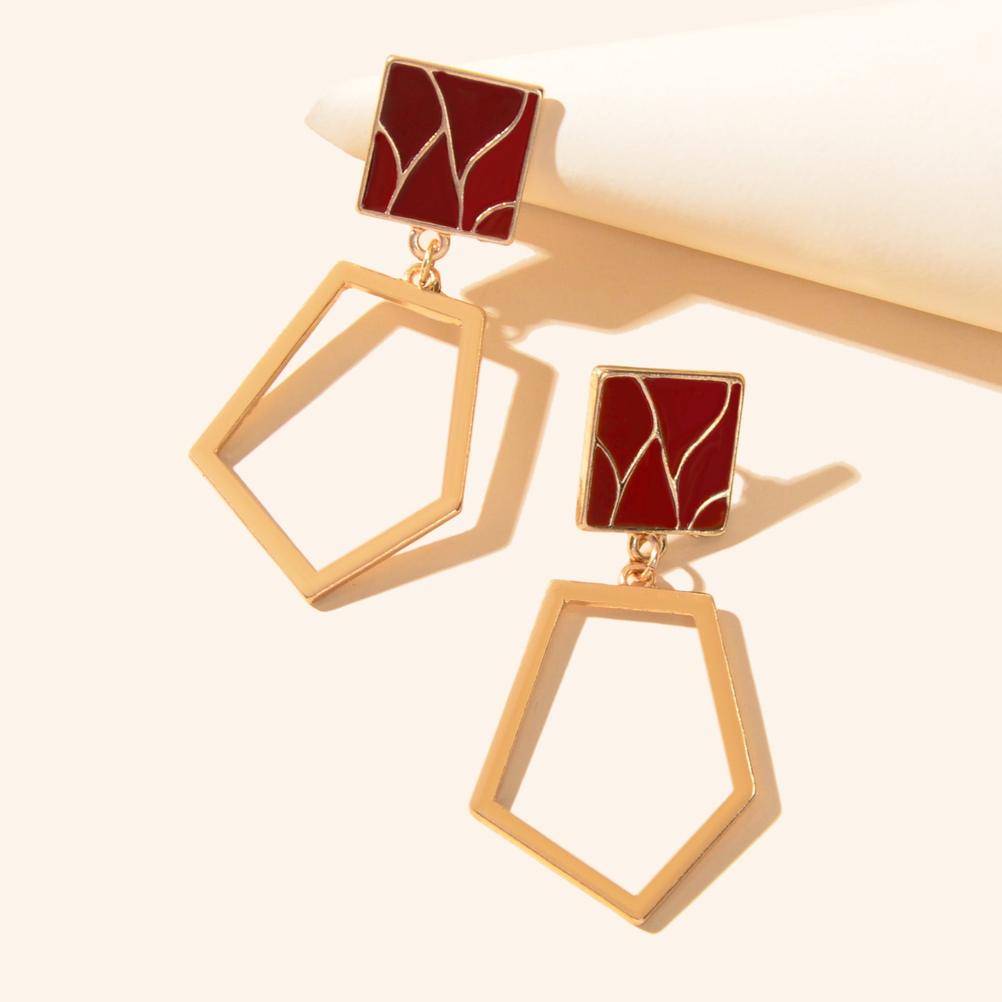 Square Gold Plated Geometric Hypoallergenic Dangle Costume Party Earrings Gift