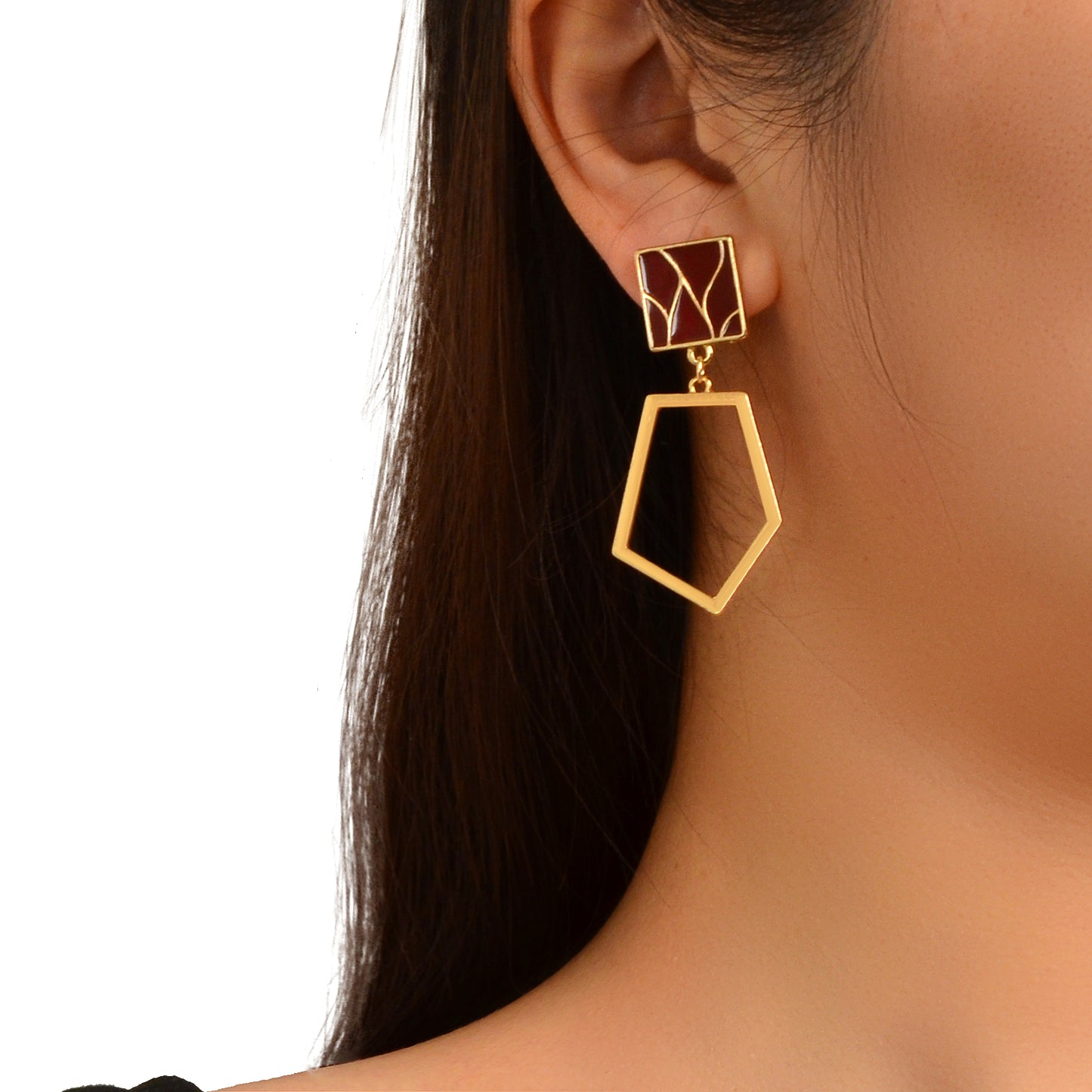Square Gold Plated Geometric Hypoallergenic Dangle Costume Party Earrings Gift