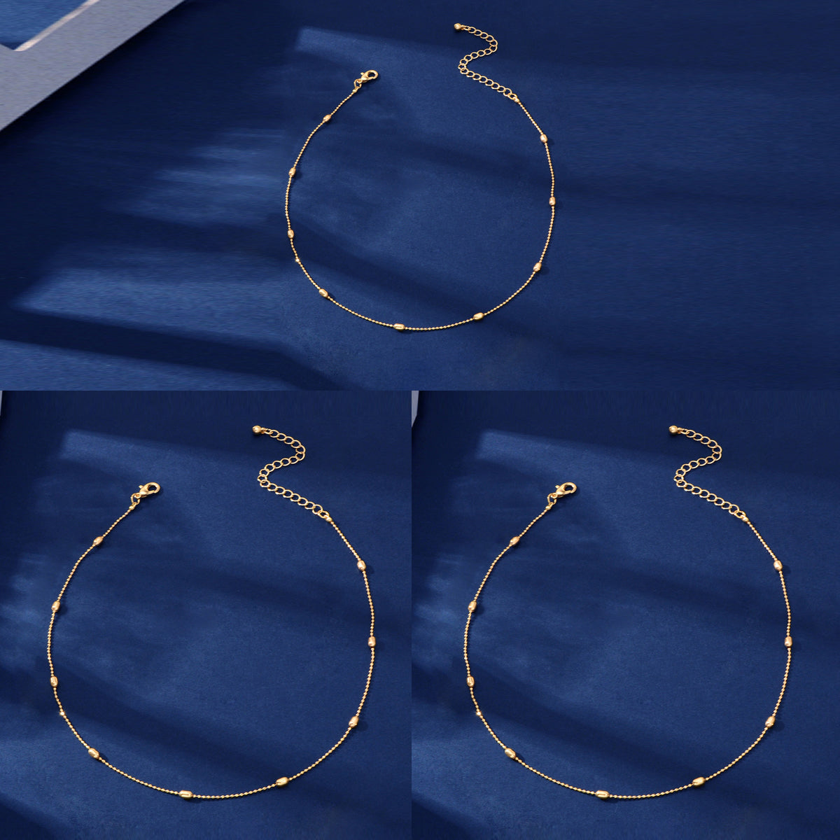 3 pcs Minimalist Jewelry Golden Beads Chain Collar Necklaces set Trendy Accessories