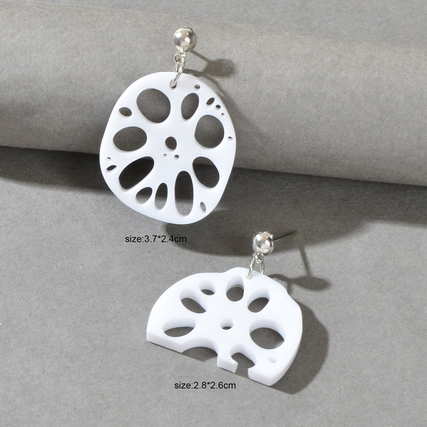 Designer Stylish Jewellery White Acrylic Lotus Root Asymmetric Dangle Earrings