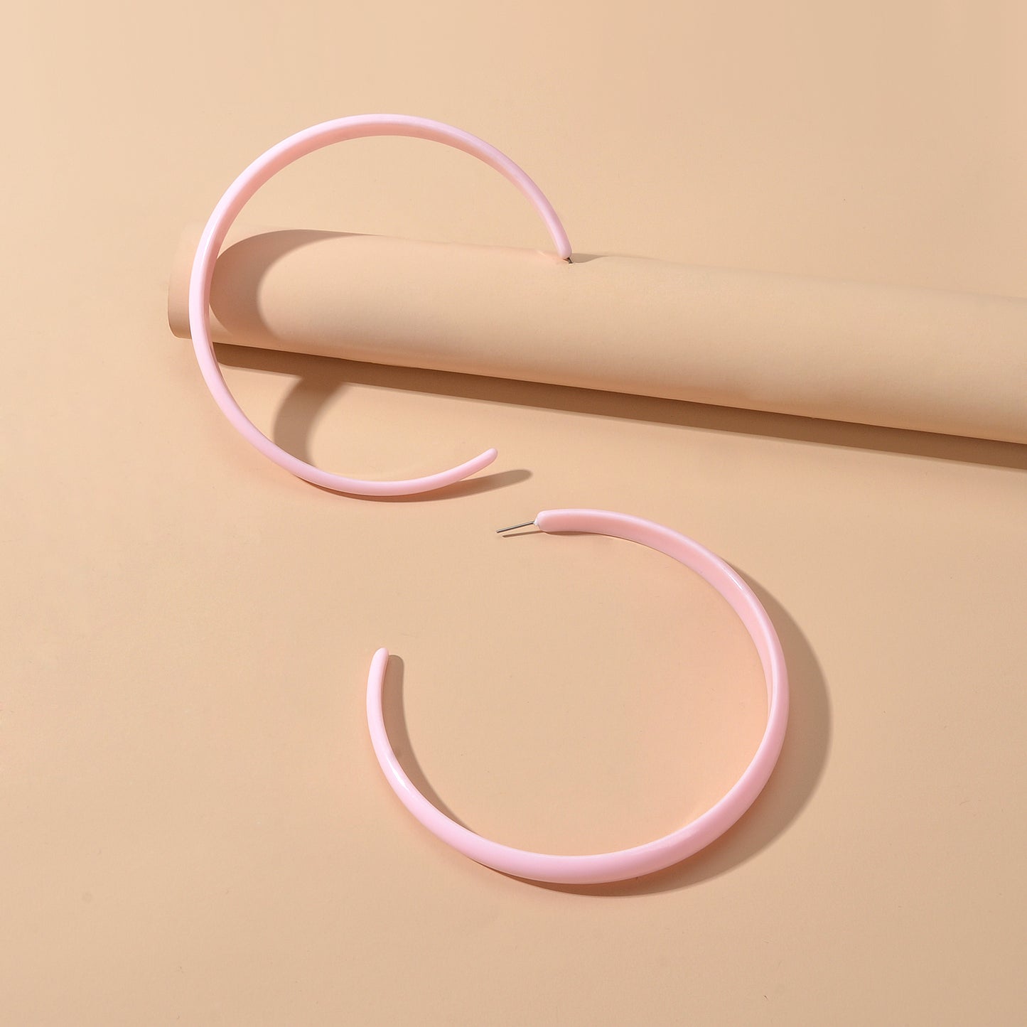Cool Punk Accessories Pink Resin Big Personality Chunky Dangling Hoop Earrings
