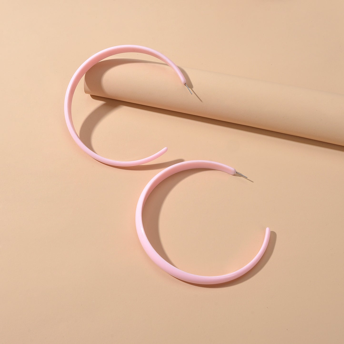 Cool Punk Accessories Pink Resin Big Personality Chunky Dangling Hoop Earrings
