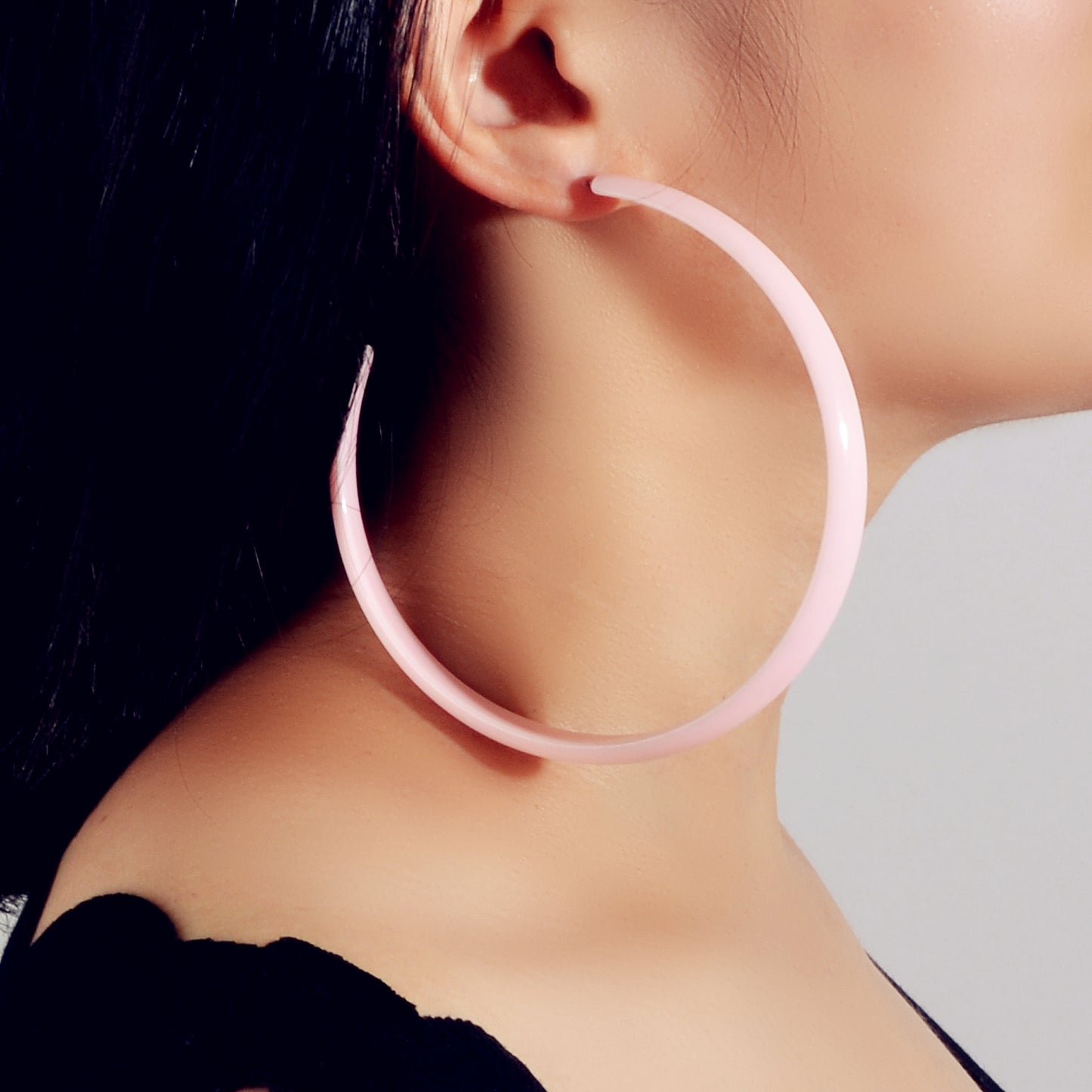 Cool Punk Accessories Pink Resin Big Personality Chunky Dangling Hoop Earrings