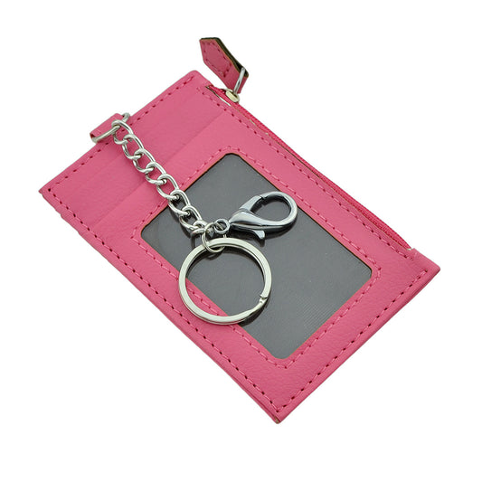 Slim Minimalist Wallet Hot Pink PU Leather Front Pocket Wallets Credit Card Holder for Women