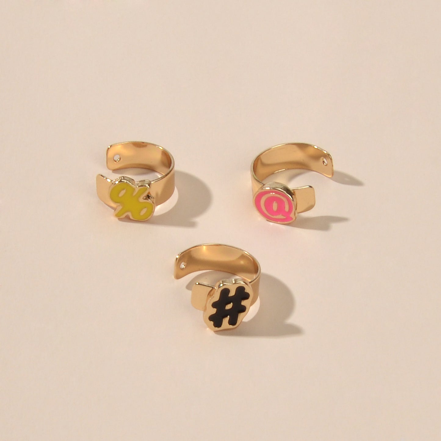 Cartilage Jewellery 3 pcs Candy Color Enamel Symbol Gold Ear Cuff Earrings set