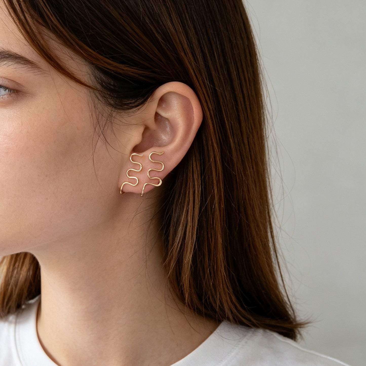 Trendy Wavy Wire Ear Cuffs No Piercing Rose Gold Non-Pierced Cartilage Ear Clips