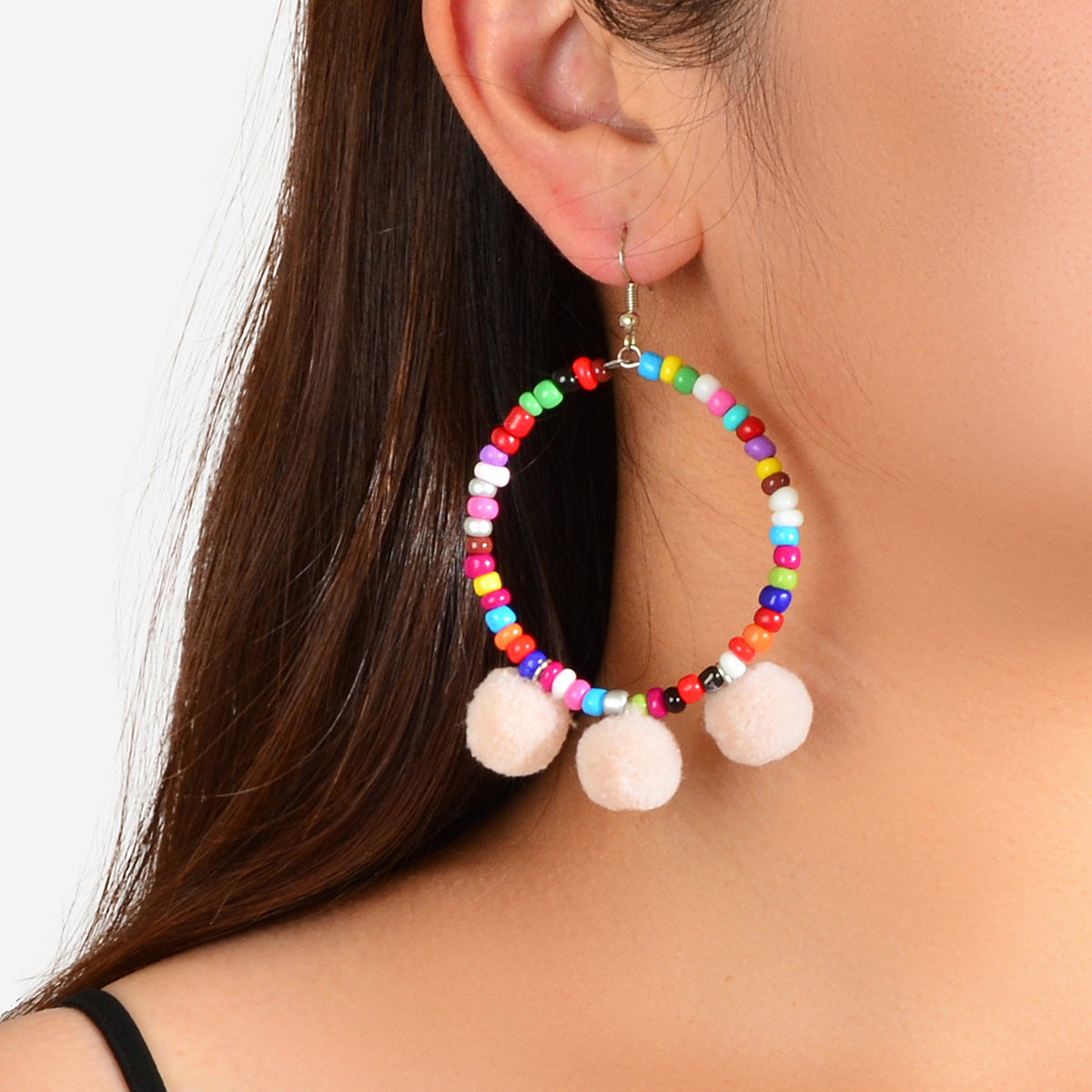 Ethnic Bohemian Style Colorful Beads Circle Ball Charm Dangle Earrings Jewellery