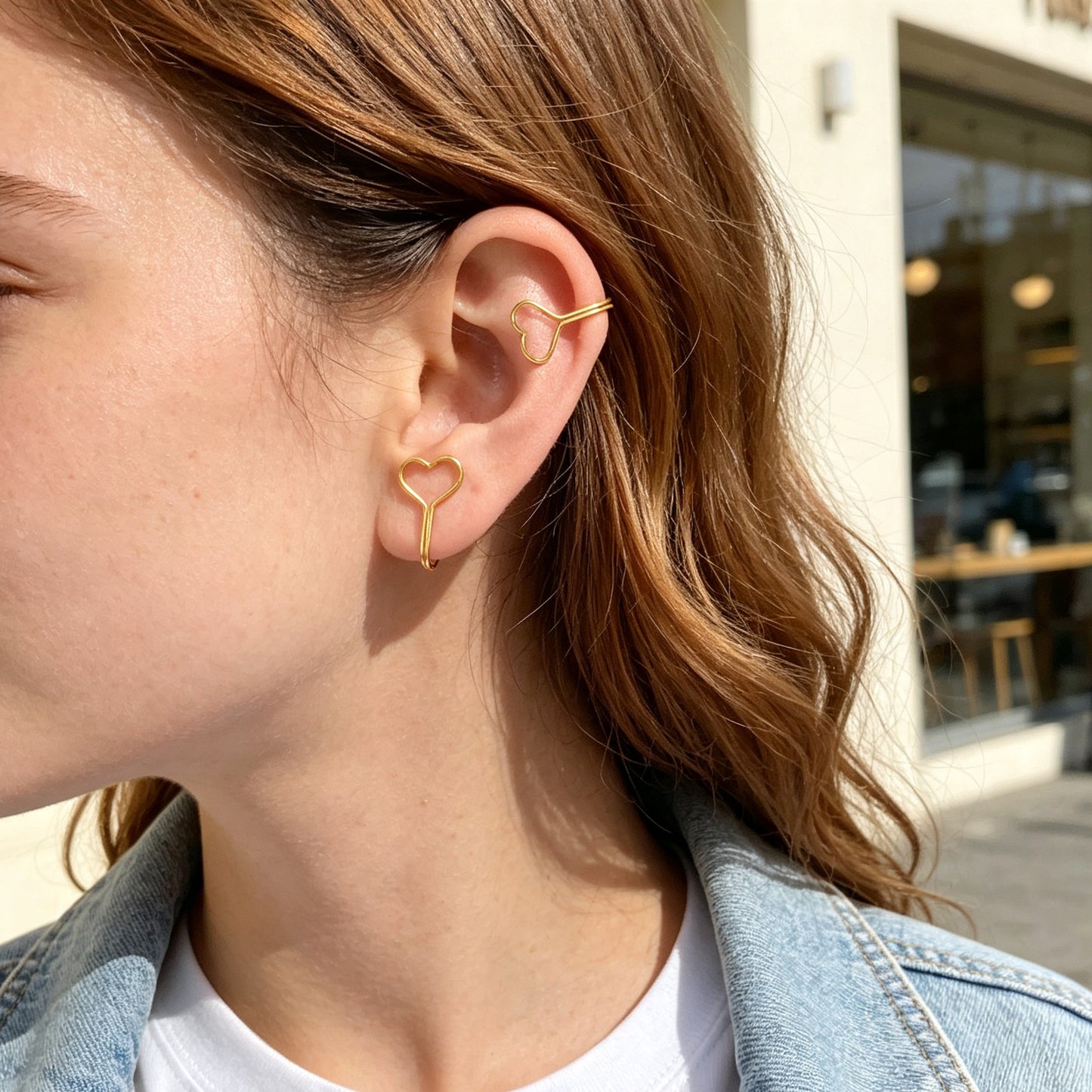 Hollow Heart Ear Cuff Non Piercing Gold Ear Clips Minimalist Cartilage Jewellery