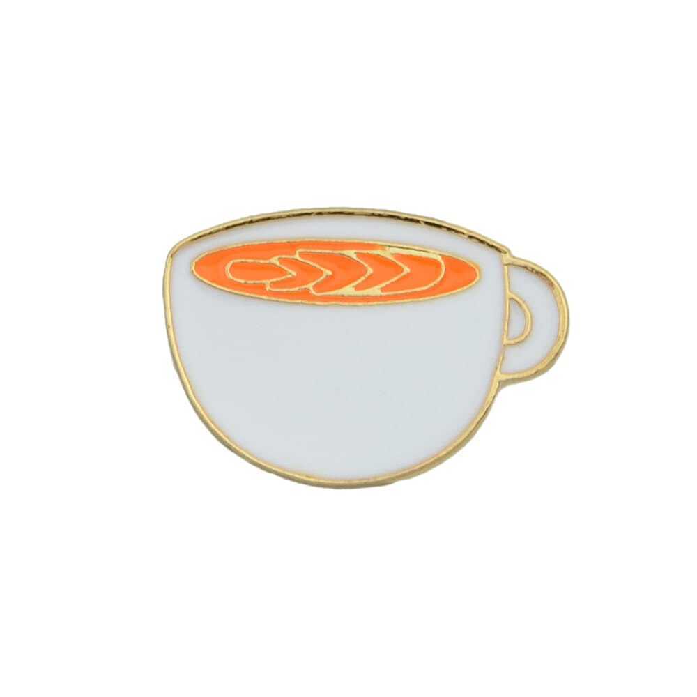 Creative Pink Cat Green Orange Enamel Coffee Cup White Tea Cup Brooch Jewellery