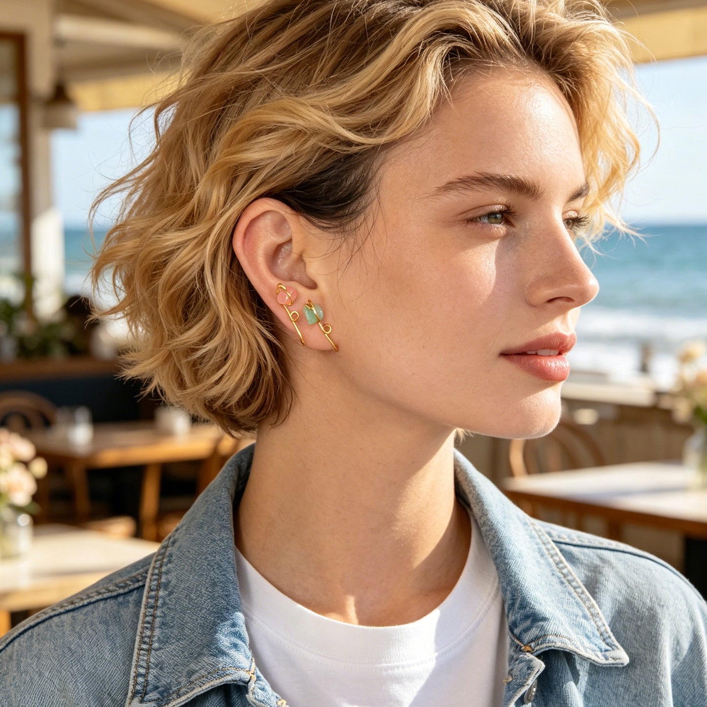 Irregular Stone Ear Cuffs No Piercing Cartilage Ear Clips Gold Earrings Jewelry