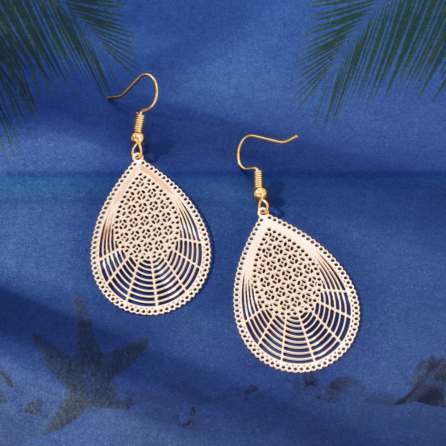 Elegant Hollow Rose Golden Water Drop Earrings Party Daily Social gatherings Geometric Jewelry