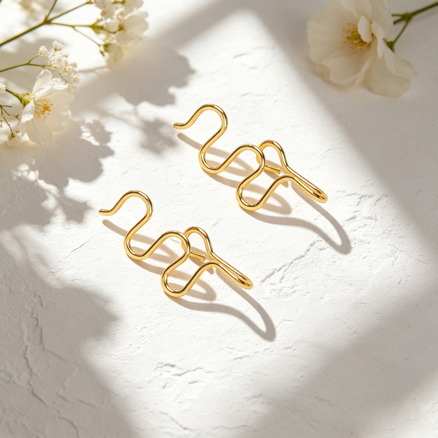 2pcs Personality Gold Wavy Line Ear Cuff Earring Music festival Street Jewellery