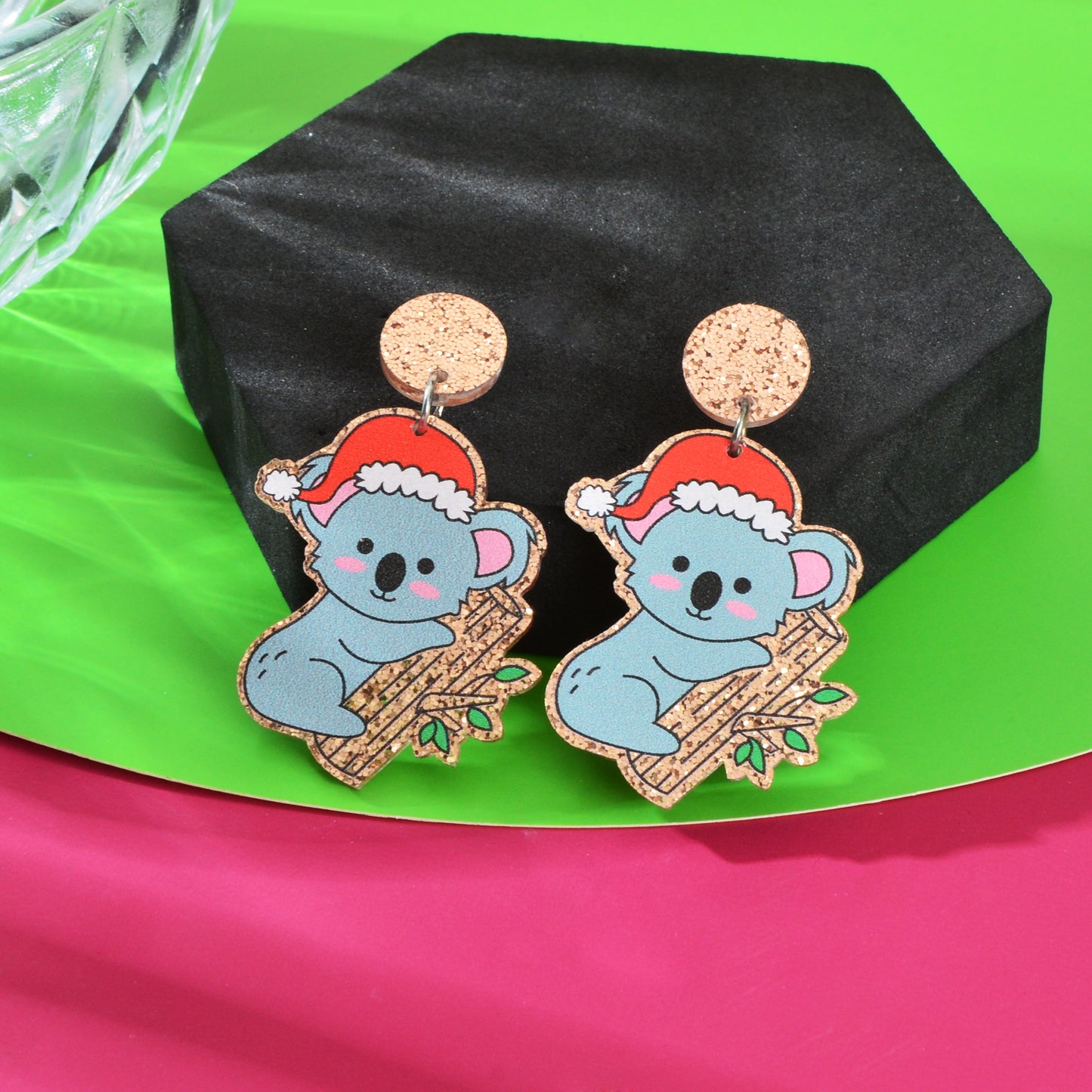 Christmas Gift Series Jewelry Shiny Acrylic Koala Chunky Party Fesvital Earrings