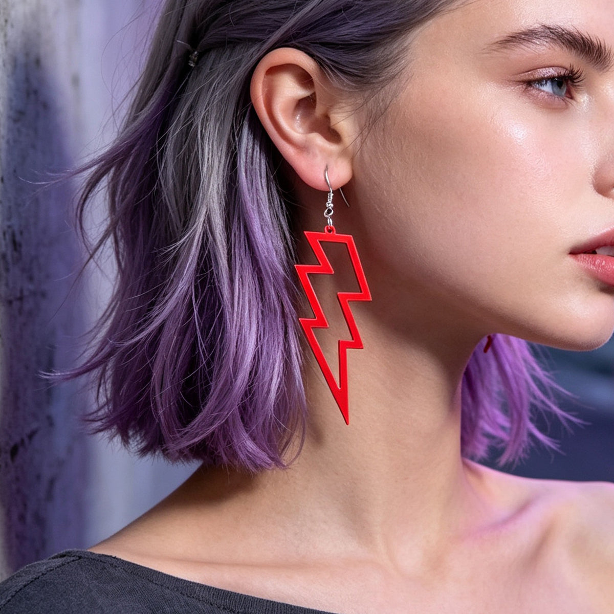 Y2K Hollow Lightning Bold Dangle Earrings Music Festival Edgy Party Jewellery