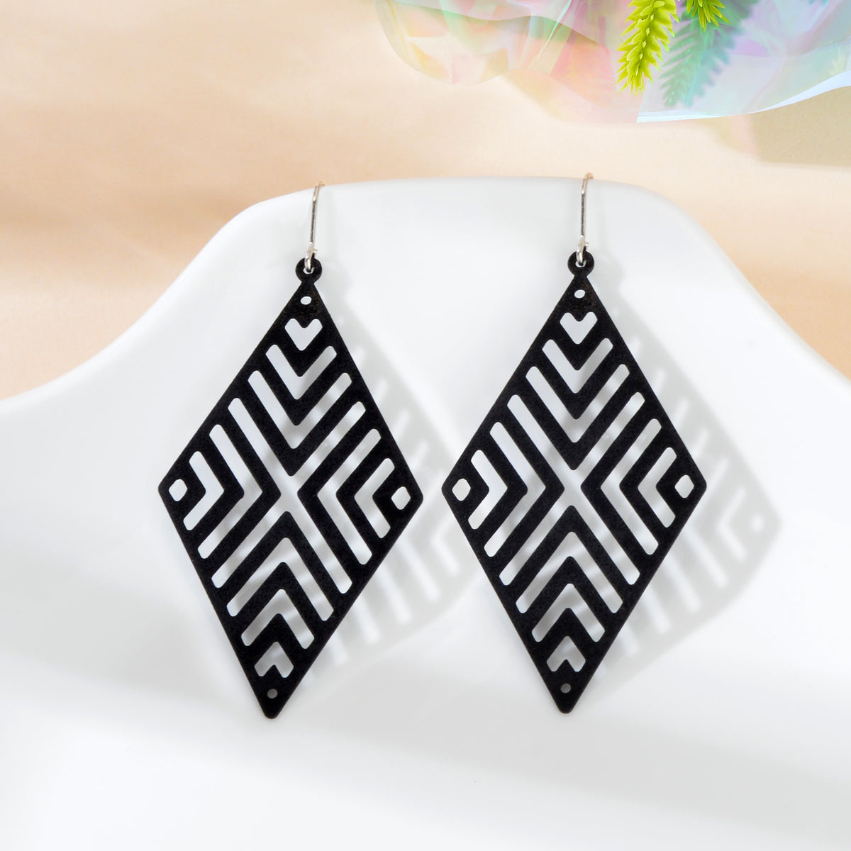 Stylish Cutout Geometric Pendant Earrings Contemporary Hollow Modern Jewellery