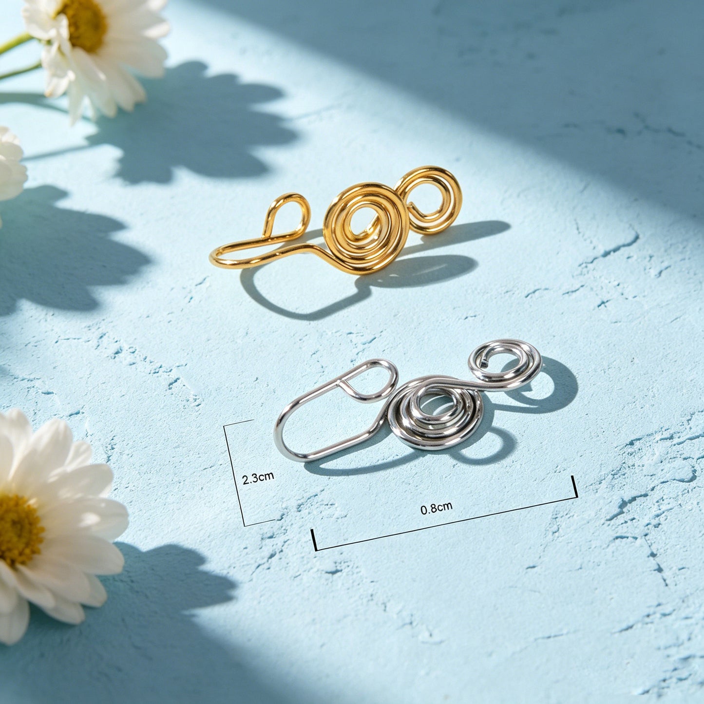 2pcs Gold Silver Spiral Coil Ear Cuff Earrings Minimalist Geometric Ear Clips