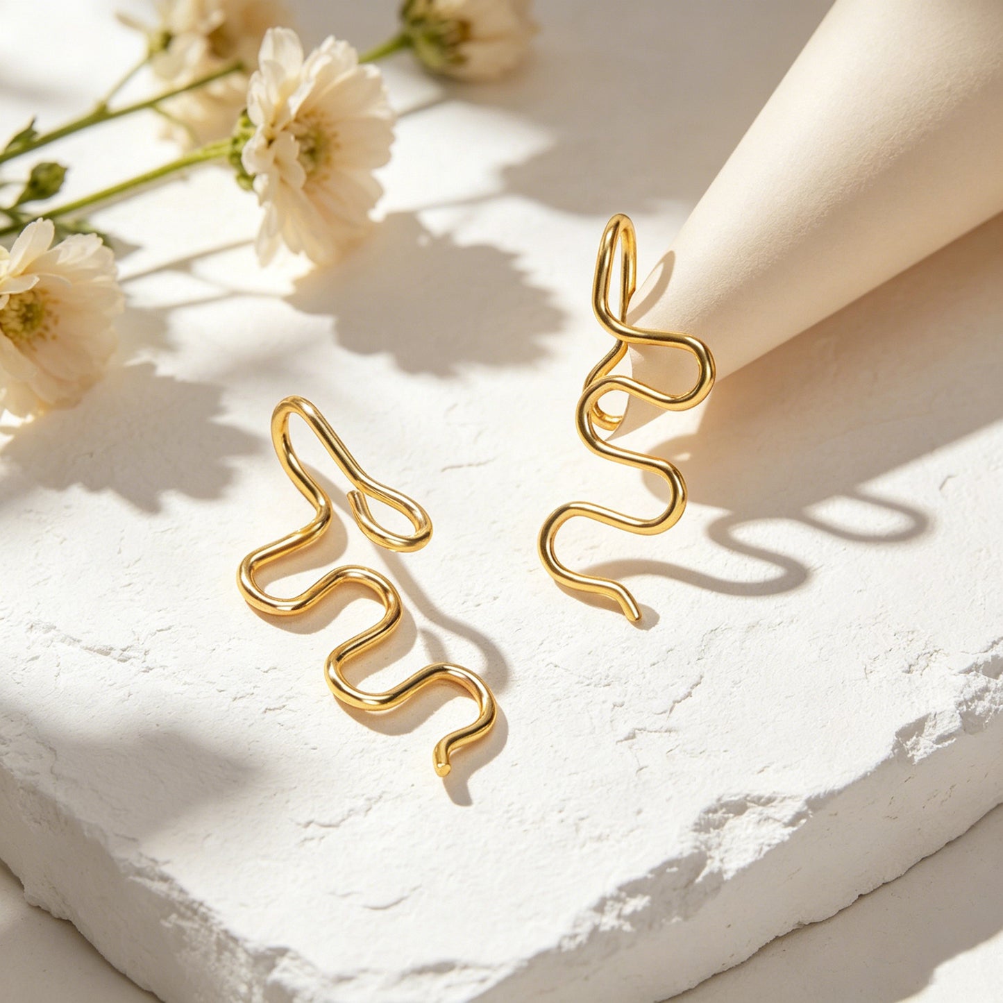 2pcs Personality Gold Wavy Line Ear Cuff Earring Music festival Street Jewellery