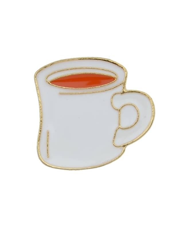 Creative Pink Cat Green Orange Enamel Coffee Cup White Tea Cup Brooch Jewellery