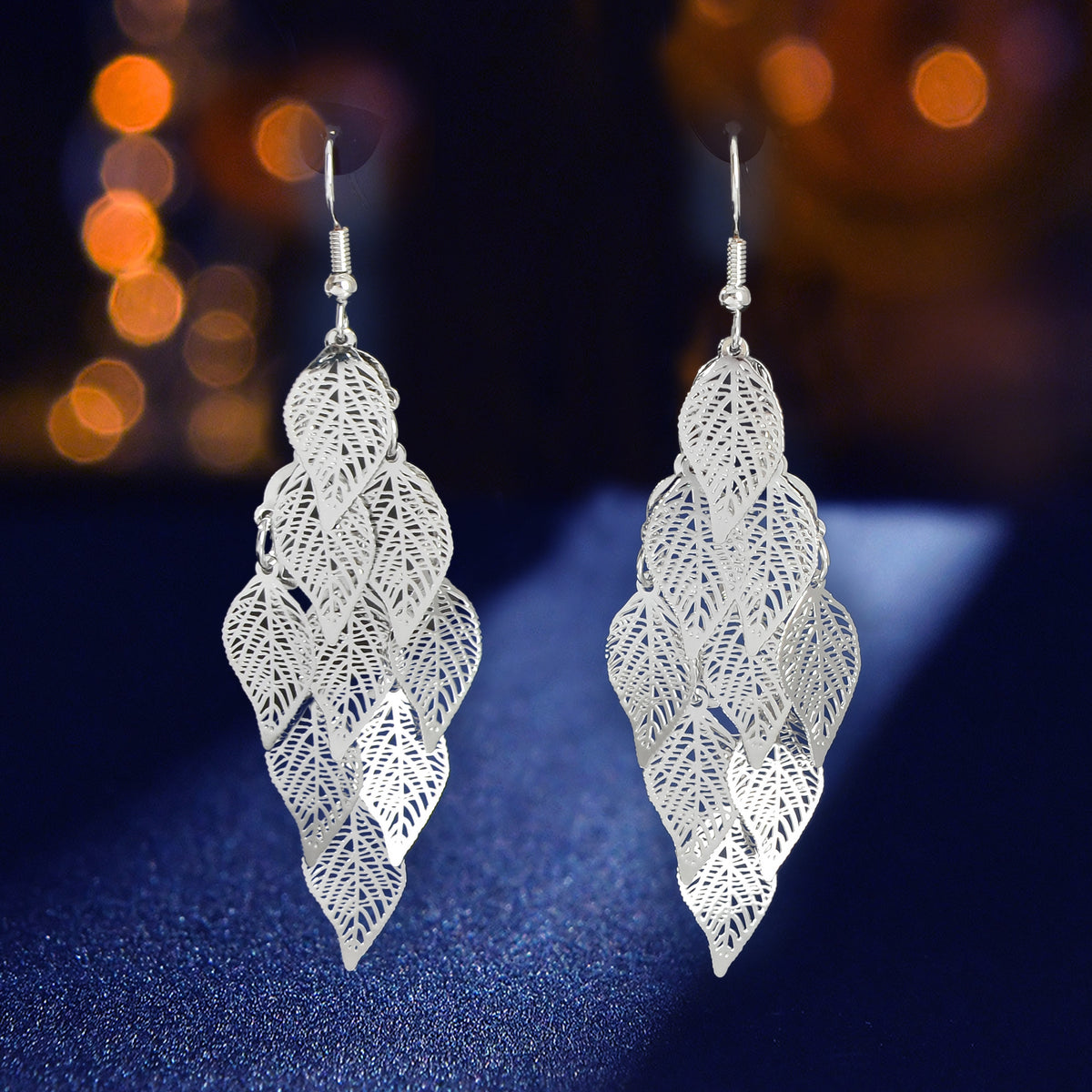 AU Local Bohemian Colorful Hollow Layered Leaf Stacks Hook Drop Dangle Earrings