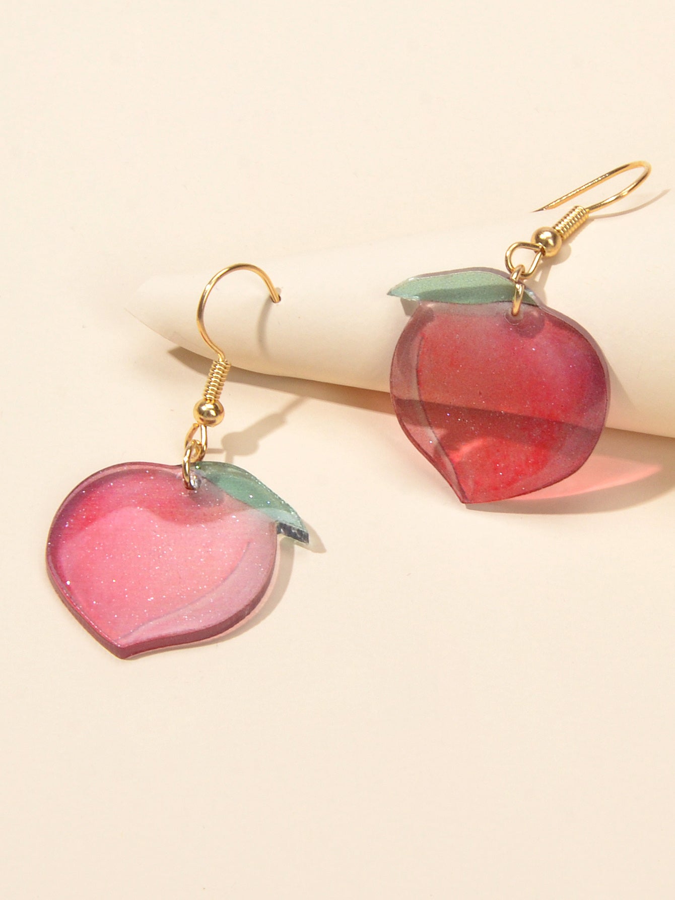 Women Party Decoration Pink Resin Peach Dangle Earrings Best Friends Funny Gifts