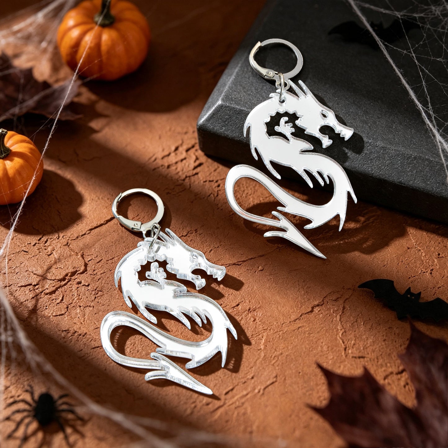 Halloween Acrylic Dragon Dangle Hoop Earring Gothic Spooky Party Cosplay Jewelry