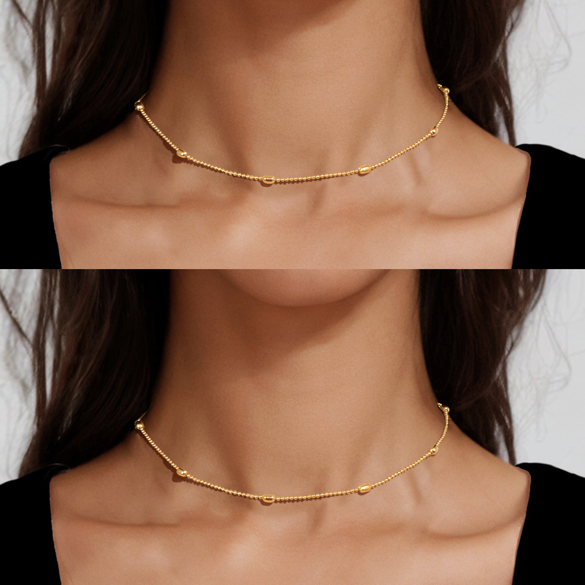2 pcs Clearance Items AU Local Warehouse Golden Beads Chain Necklaces set Fashion Jewelry