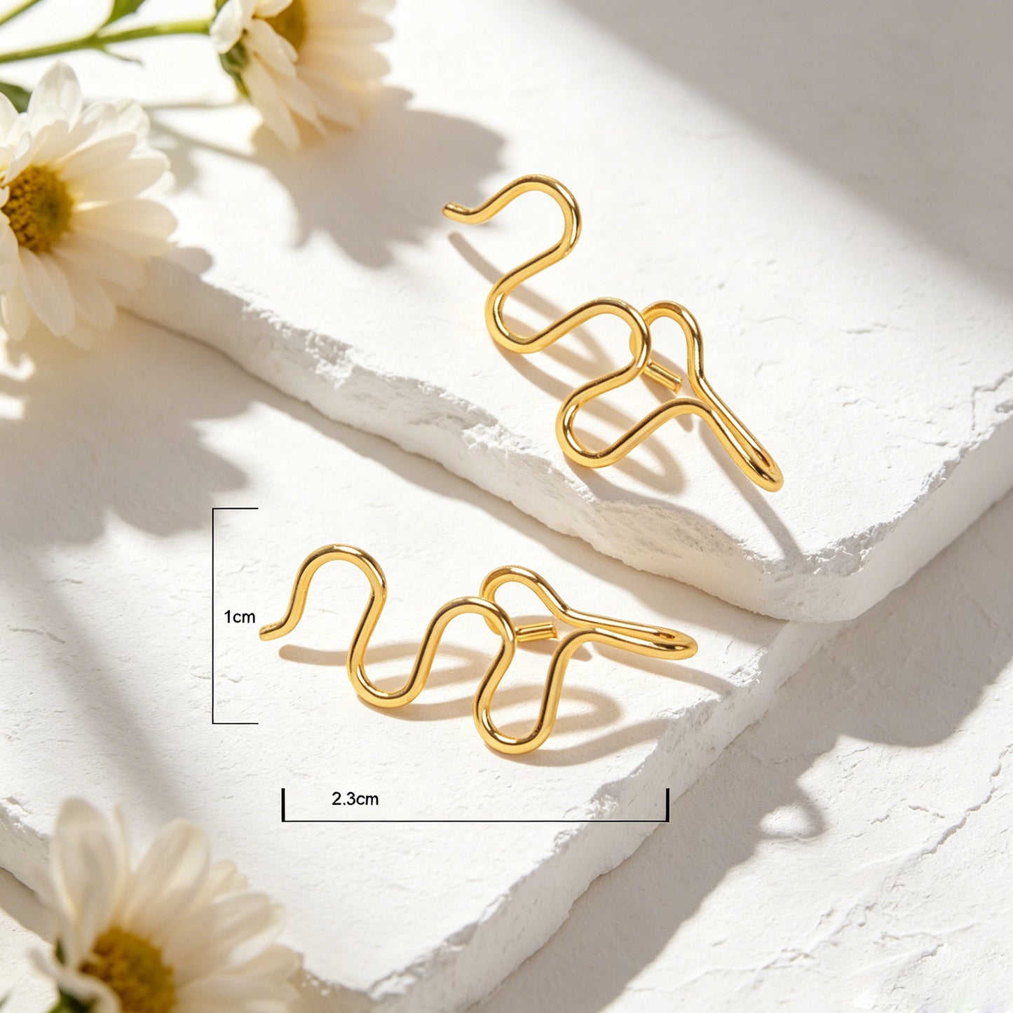 2pcs Personality Gold Wavy Line Ear Cuff Earring Music festival Street Jewellery