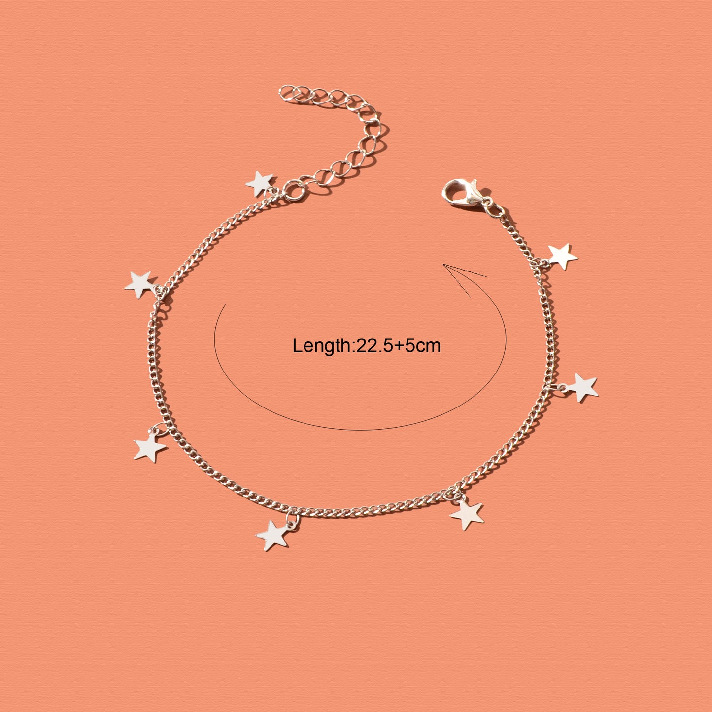 Minimalist Silvery Chain Star Charm Anklet Boho Chic Beach Vacation Foot Jewelry