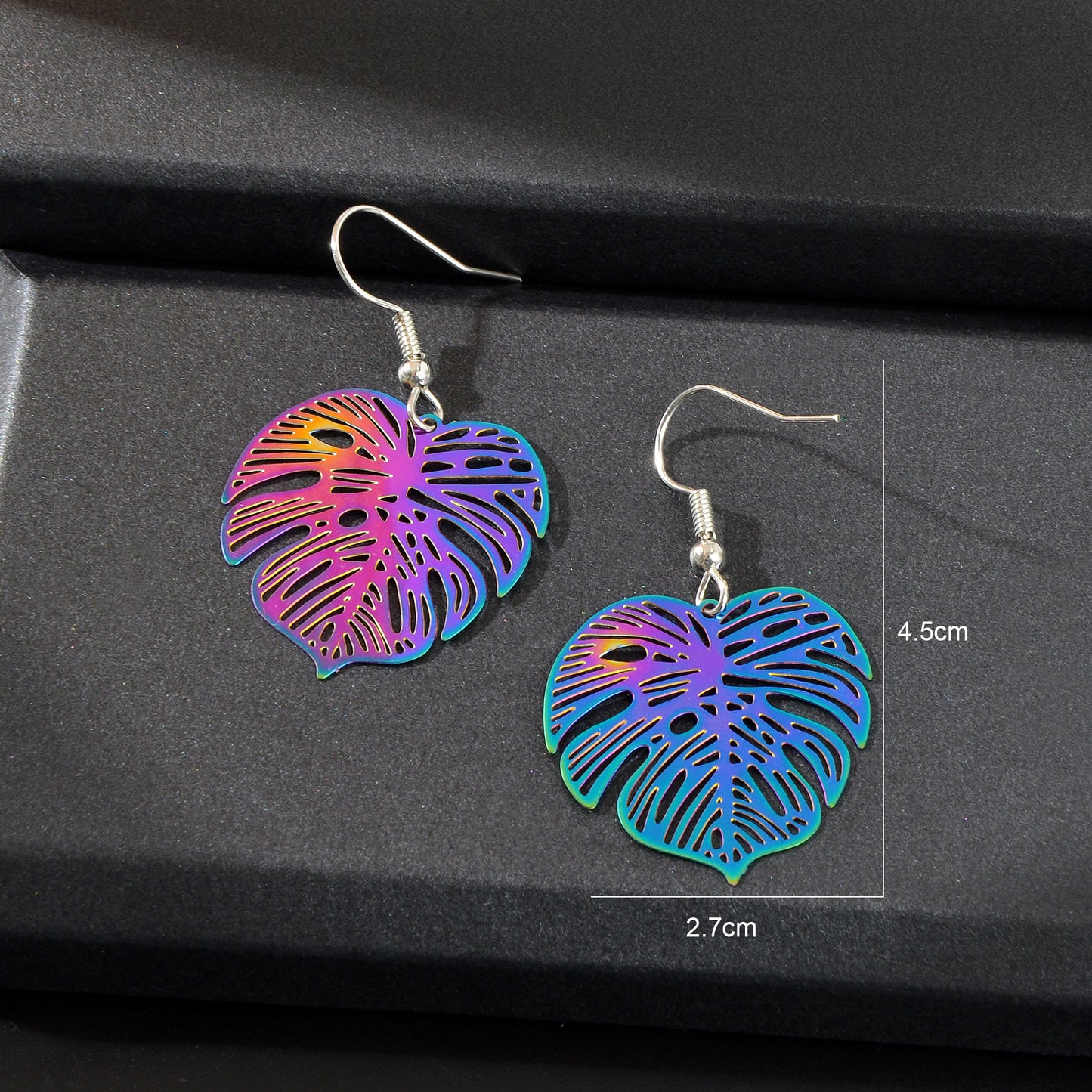 Boho Chic Colorful Metal Hollow Leaf Dangle Earrings Daily Officework Basic Jewelry