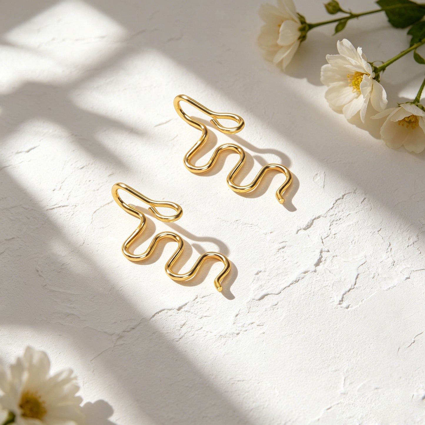 2pcs Personality Gold Wavy Line Ear Cuff Earring Music festival Street Jewellery