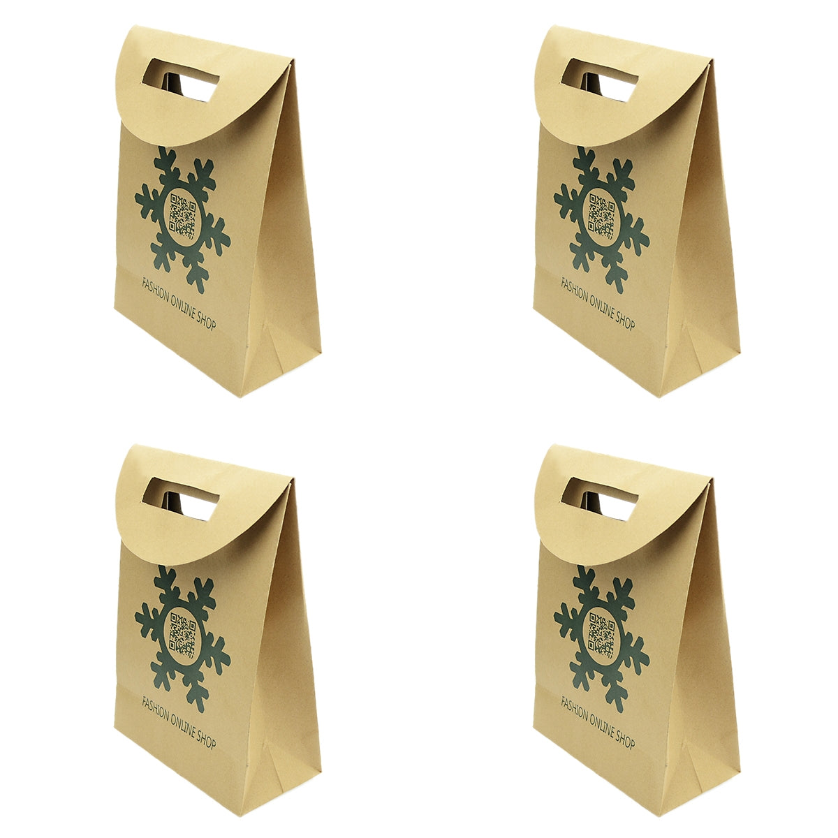 4 pc Merry Christmas Pattern Big Brown Paper Gift Bag Festival Party Favors Bags
