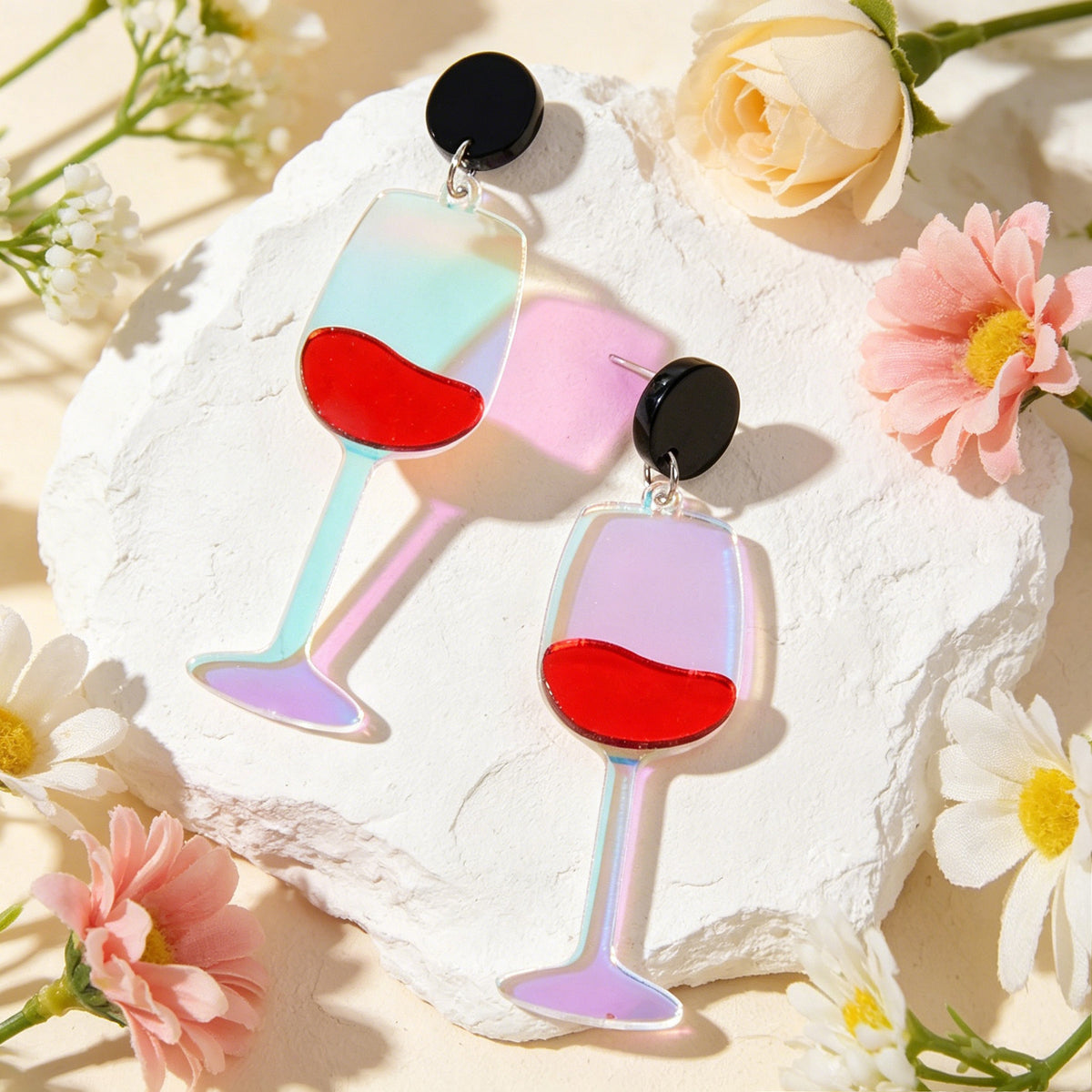 Resin Lightweight Dangle Wine Goblet Drop Earrings Women Girl Teen Party Jewelry
