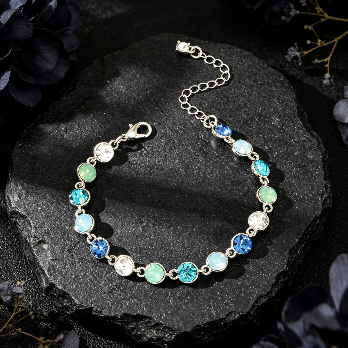 Retro Sparkling Multicolor Rhinestone Adjustable Bracelet Festival Birthday Gift