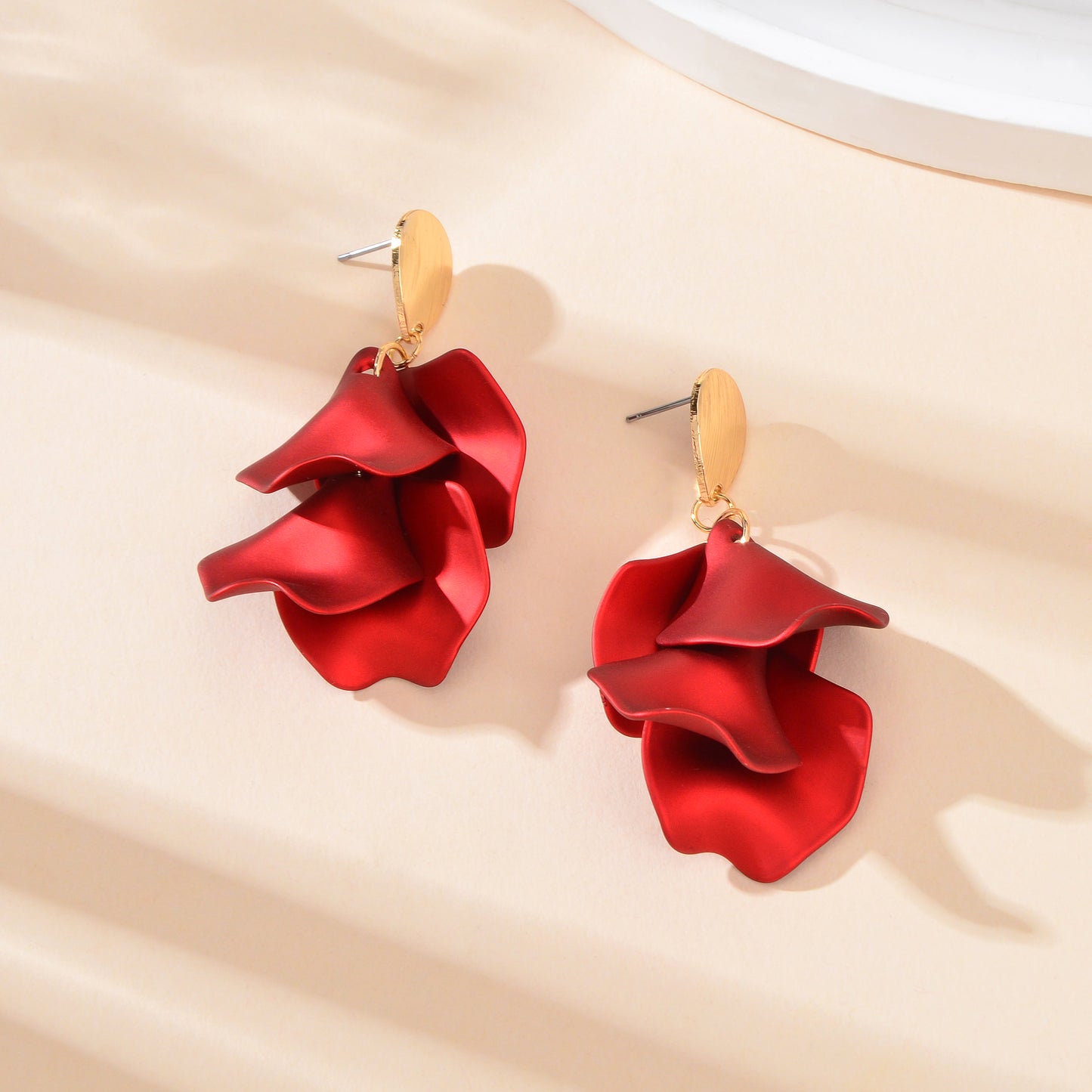 1pair Elegant Flower Petal Dangle Earrings for Women Daily Dating Party Jewelry