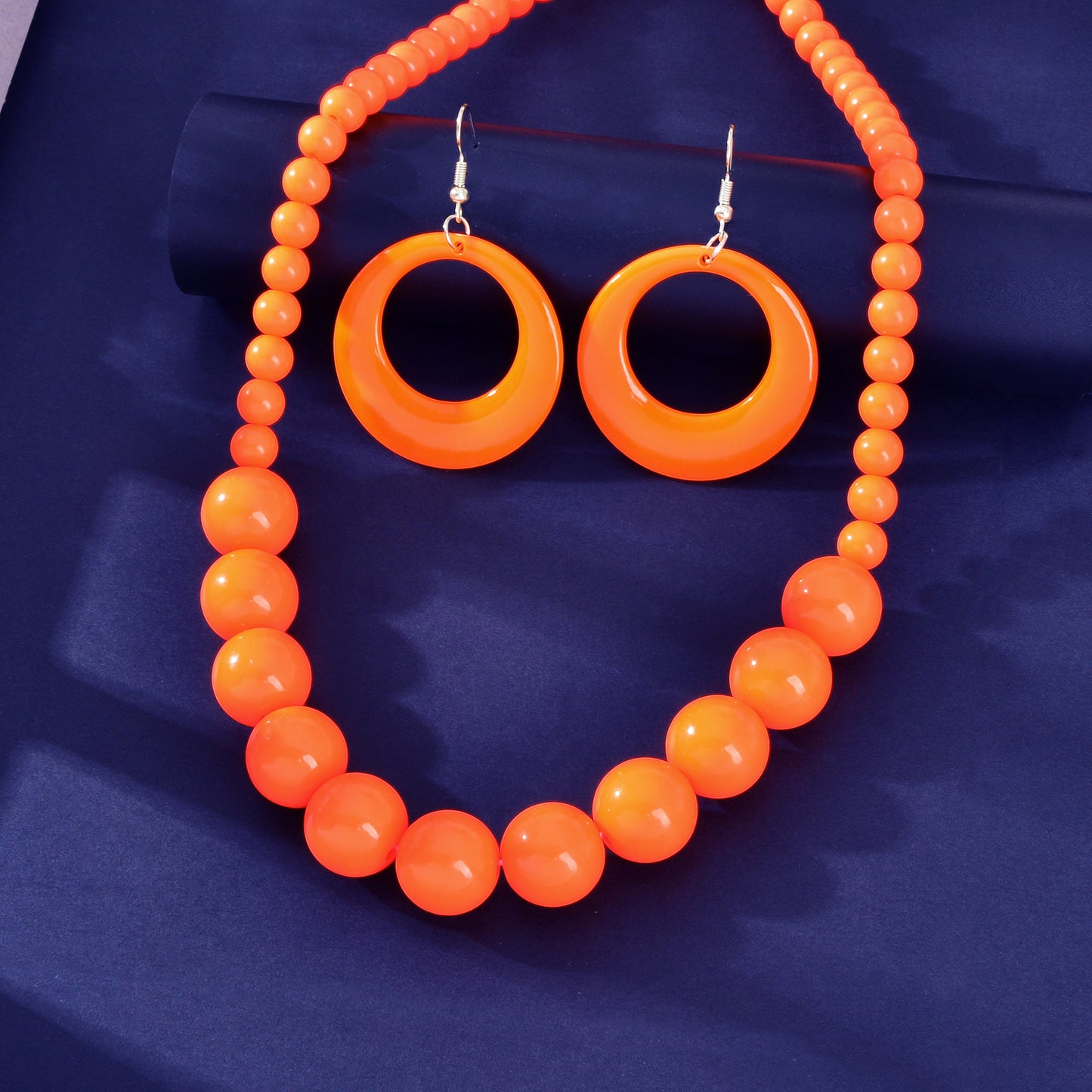 Bohemian Vacation Eye-catching Jewelry set Beads Collar Chunky Necklace and Circle Dangle Earrings Exaggerated Jewelry Set