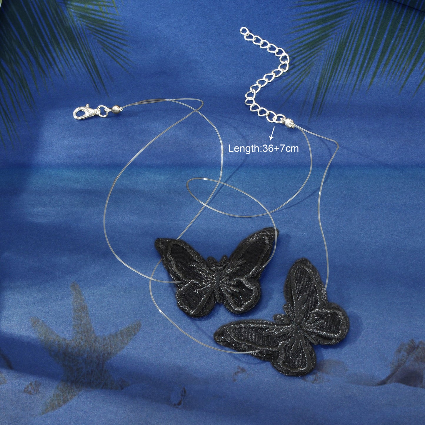 Double Layer Transparent Cord Lace Butterfly Choker Necklace Women Collar Gift