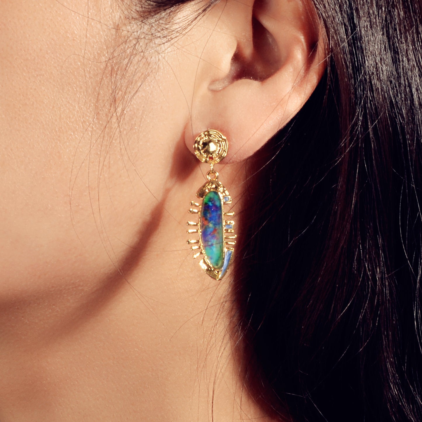 Fashion Retro Jewelry Multicolor Resin Decor Irregular Geometric Drop Earrings