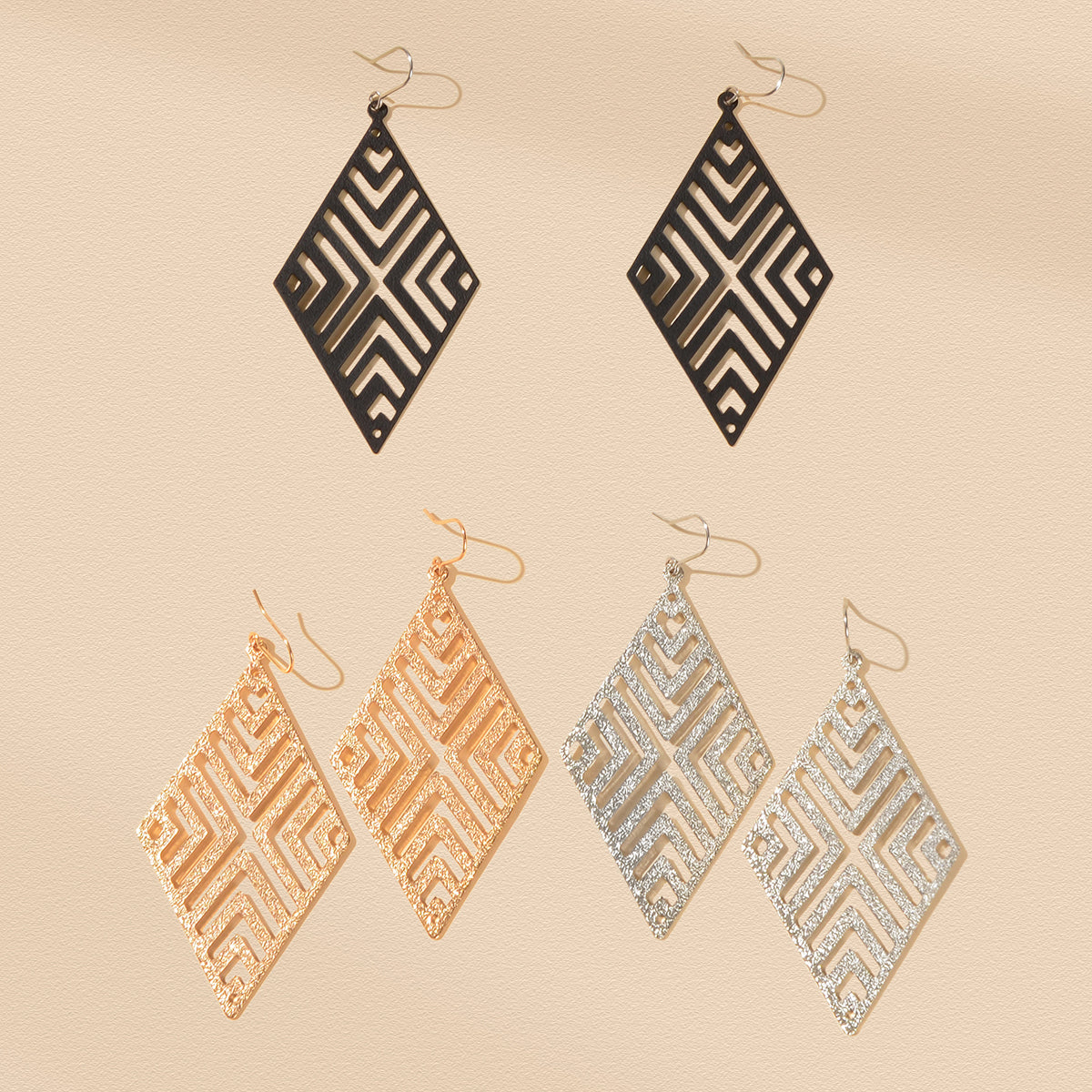 Stylish Cutout Geometric Pendant Earrings Contemporary Hollow Modern Jewellery
