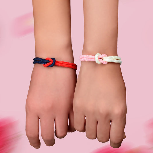 2pcs Valentine's Handmade Knotted Rope Bracelet Matching Couple Best Friend Gift