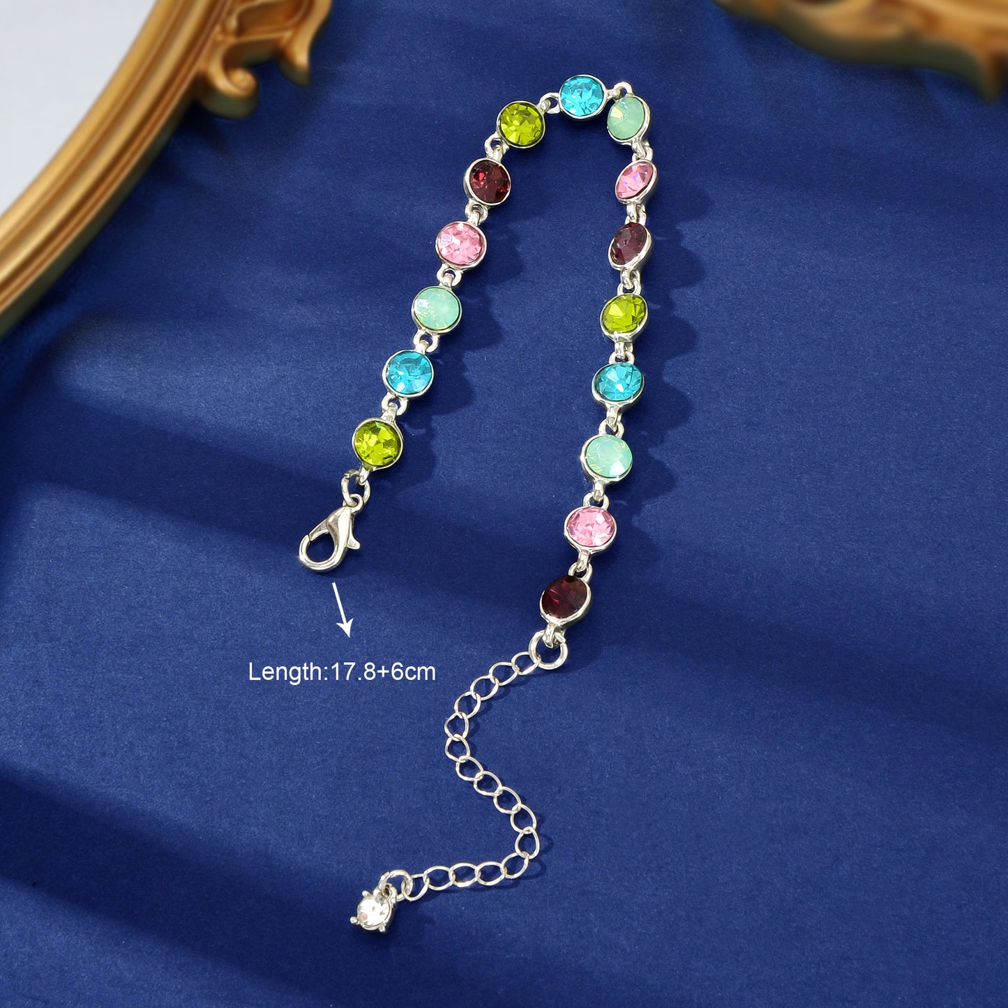 Elegant High Quality Multicolour Rhinestone Decor Bracelet Anniversary Party Prom Jewelry