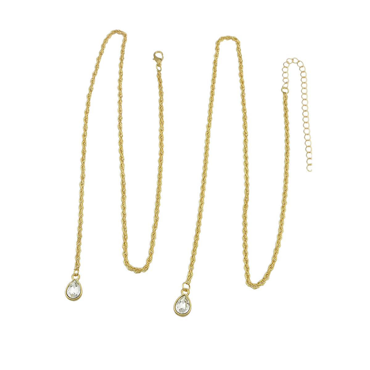 Designer Jewellery Gold Silver Long Chain Water Drop Necklace Trendy Accessories