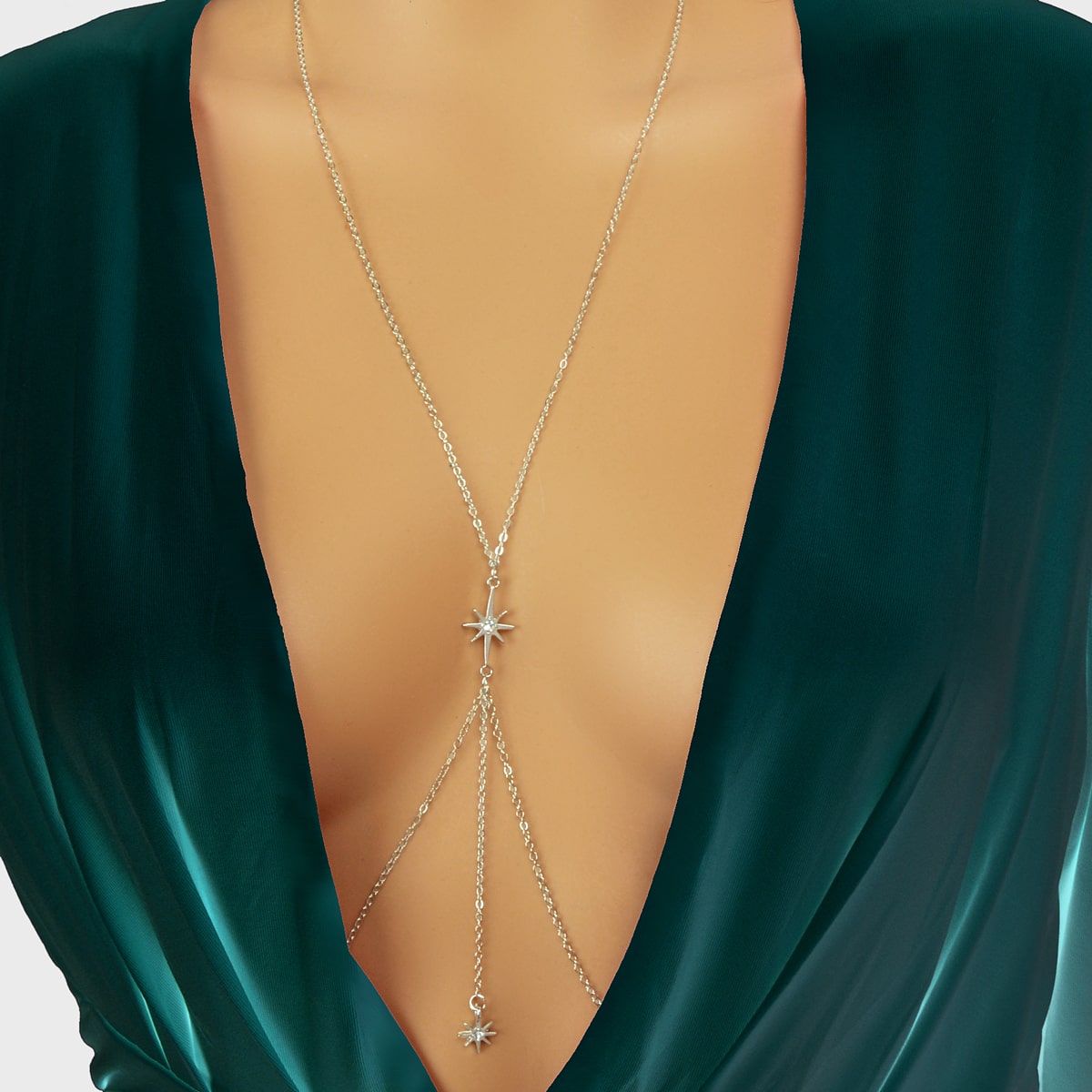 Star Pendant Body Chain - Sparkling Celestial Waist Jewelry