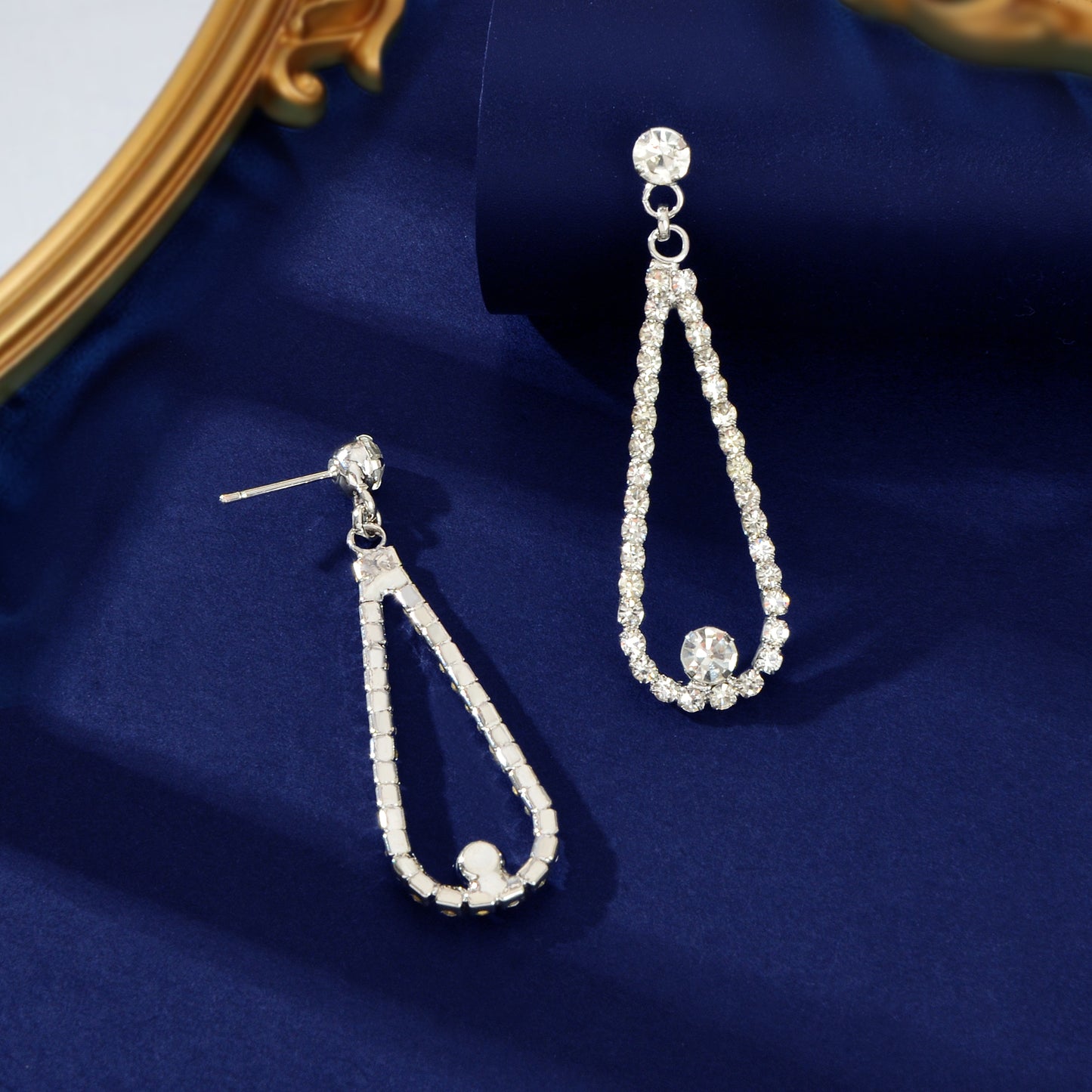 Luxurious Anniversary Wedding Jewelry Rhinestone Decor Silvery Water Drop Earrings